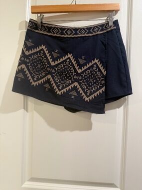 Sweet Wanderer Navy Embroidered Skort - Size S